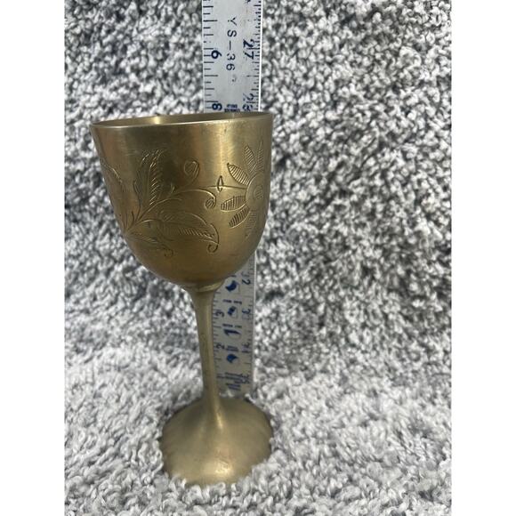 Vintage Emblem of Saudi Arabia Engraved Sabres & Palm Trees Brass Wine Goblet - Picture 11 of 12